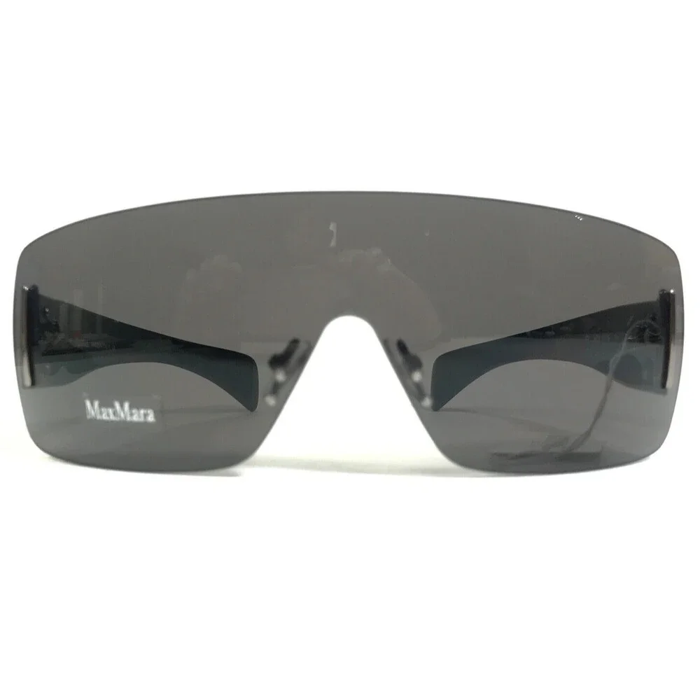 Max Mara Sunglasses MM 617/S 3X9 Black Wrap Frames with Black Shield Lens